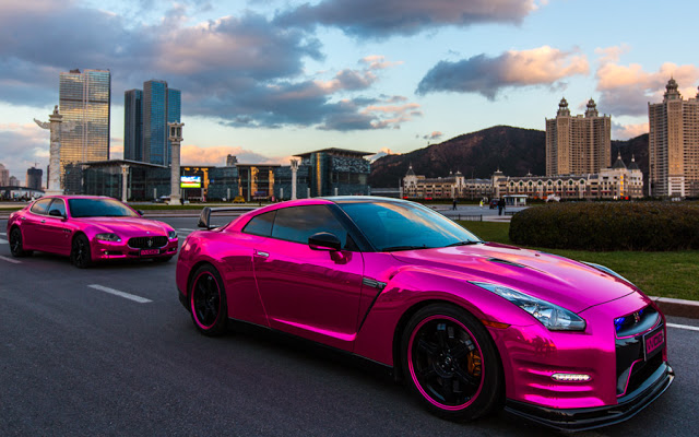 Woah Chrome Pink Nissan GT R Maserati Quattroporte